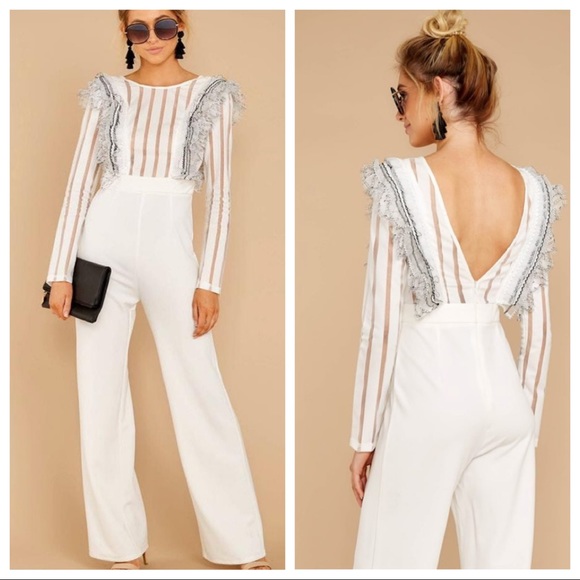 Red Dress Boutique Pants - Red dress boutique power move white lace jumpsuit